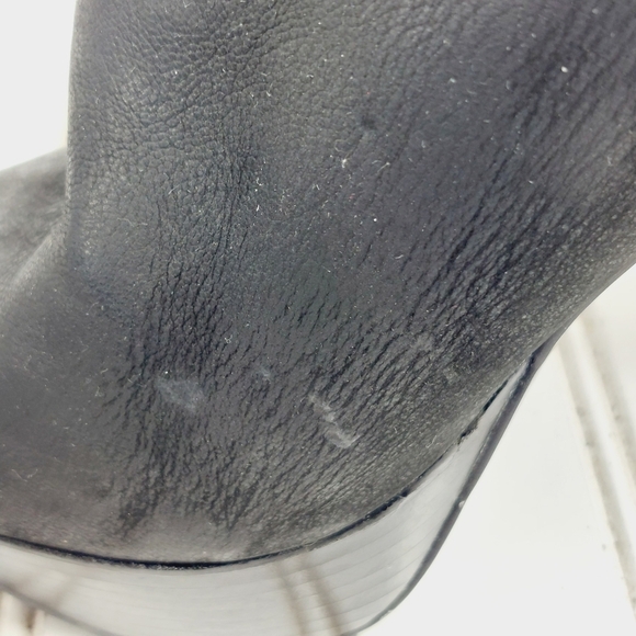 Nine West Midi Black Nubuck Leather Slouchy Pull On Platform Booties K277 - Picture 12 of 13